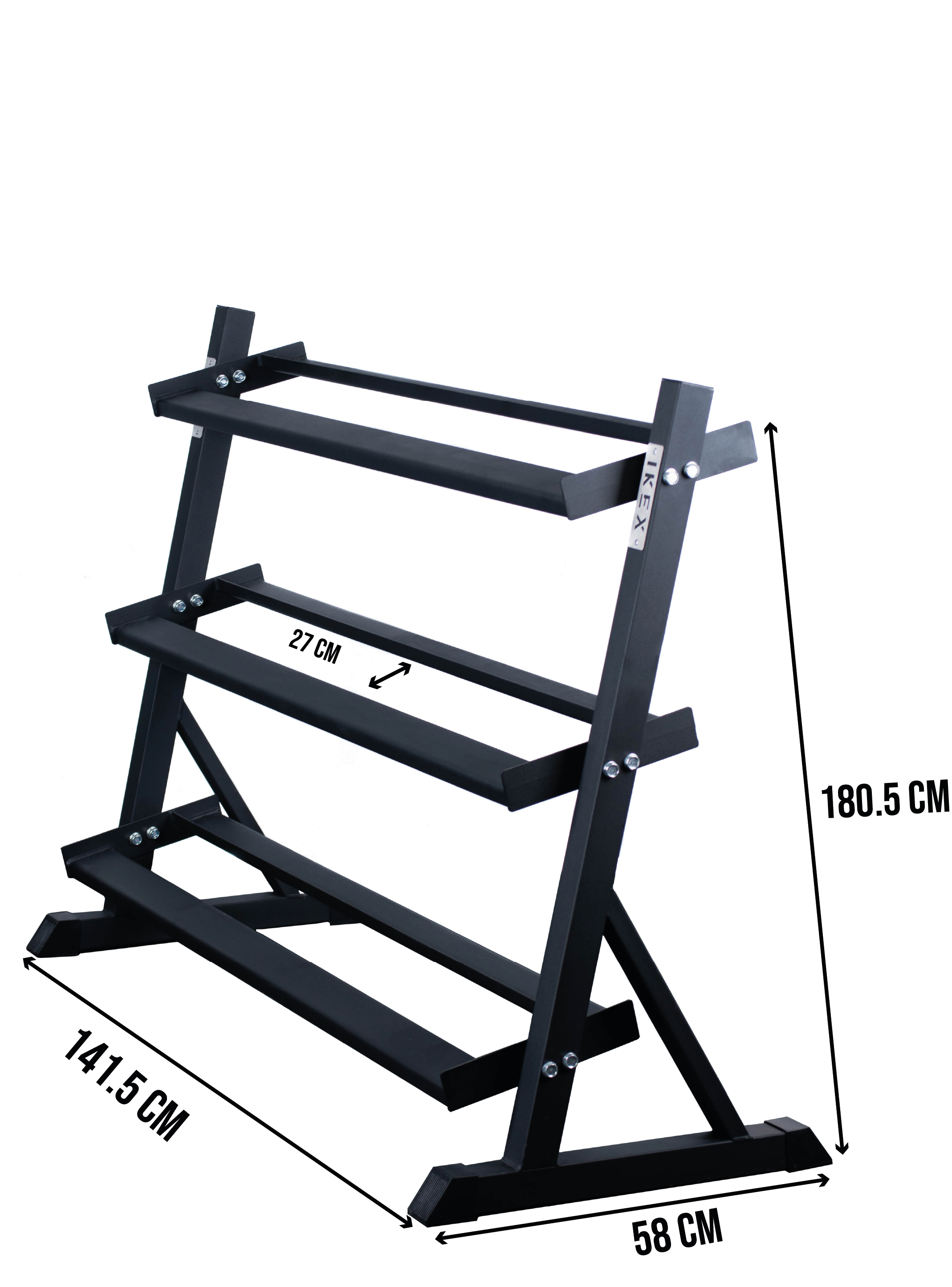 Rack de mancuernas IKEX en zona de peso libre